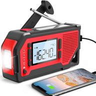 solar hand crank emergency weather alert radio - am/fm/noaa, led flashlight, earphone jack, bottle opener - ideal for household and outdoor use logo