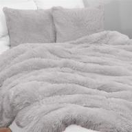 kb & me boho grey fuzzy faux fur plush duvet comforter cover and sham 3 pc. soft shaggy fluffy full/queen size bedding set gray luxury college dorm teen: find the ultimate cozy bedding set logo