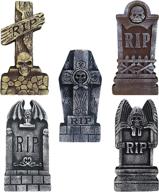 🪦 atdawn 17-inch foam graveyard tombstones for halloween yard decorations, 5-pack - halloween headstone decorations logo