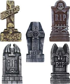 img 4 attached to 🪦 ATDAWN 17-inch Foam Graveyard Tombstones for Halloween Yard Decorations, 5-Pack - Halloween Headstone Decorations
