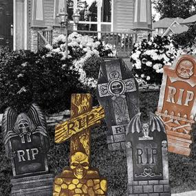 img 1 attached to 🪦 ATDAWN 17-inch Foam Graveyard Tombstones for Halloween Yard Decorations, 5-Pack - Halloween Headstone Decorations