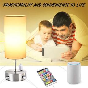 img 1 attached to 💡 Silver Touch Table Lamp with 2 USB Charging Ports, 3-Way Dimmable Bedside Nightstand Lamp for Bedroom, AC Outlet and E26 60W Edison Bulbs Included - Ideal for Desk Lamp in Living Room, Office, and Reading