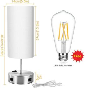 img 2 attached to 💡 Silver Touch Table Lamp with 2 USB Charging Ports, 3-Way Dimmable Bedside Nightstand Lamp for Bedroom, AC Outlet and E26 60W Edison Bulbs Included - Ideal for Desk Lamp in Living Room, Office, and Reading