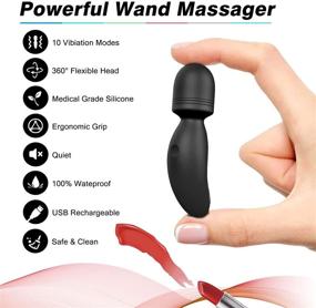 img 2 attached to Compact Waterproof Mini Personal Wand Massager - Portable Cordless Handheld Massager for Back and Shoulder - Black [4.35x1.18 in]