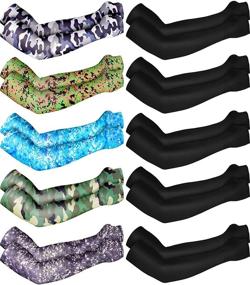 img 4 attached to 🌞 Stay Cool and Protected: Boao 10 Pairs UV Protection Cooling Arm Sleeves for Men (6 Colors)