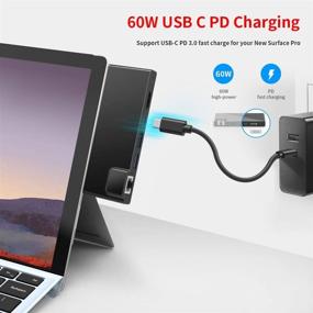 img 2 attached to Surface Pro 7 Docking Station Hub Adapter with 4K HDMI, Gigabit Ethernet LAN, USB C PD Charging, 2 USB 3.0 Ports (5 Gb), SD/TF Card Reader Combo - MS Surface Pro 7 Dock Station