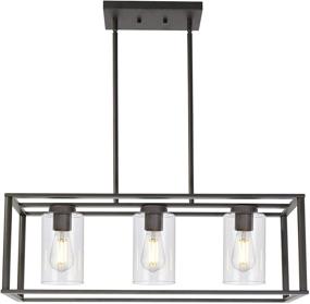 img 4 attached to 🏡 Stylish and Rustic: VINLUZ 3-Light Industrial Metal Pendant Lighting with Clear Glass Shades for Dining Room and Kitchen Island