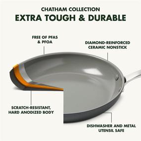 img 2 attached to 🍳 GreenPan Chatham Healthy Ceramic Nonstick Frying Pan Set - 8" & 10" Skillets, Gray