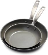 🍳 greenpan chatham healthy ceramic nonstick frying pan set - 8" & 10" skillets, gray logo