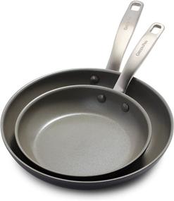 img 4 attached to 🍳 GreenPan Chatham Healthy Ceramic Nonstick Frying Pan Set - 8" & 10" Skillets, Gray