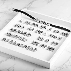 img 2 attached to 👠 62PCS Rhinestone Alphabet Numerals Slide Charms + 1PC Wristband for Women DIY Shoes, 10MM Full Rhinestone Bling Charms Set for Jewelry Making (Silver)