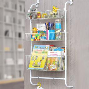 img 3 attached to 🛒 Wetheny 3 Tier Over The Door Hanging Wire Storage Basket Pantry Cabinet Spice Rack Towel Rack Shelf Organizer with Hooks and Napkin Holder – Bathroom Kitchen Craft Room (White) – Heavy Duty