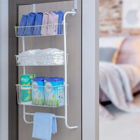 img 4 attached to 🛒 Wetheny 3 Tier Over The Door Hanging Wire Storage Basket Pantry Cabinet Spice Rack Towel Rack Shelf Organizer with Hooks and Napkin Holder – Bathroom Kitchen Craft Room (White) – Heavy Duty