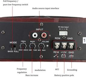 img 1 attached to 🔊 Высококачественный 12V 600W деревянный активный автомобильный сабвуферный динамик под сиденьем - 8 дюймовый стерео басовый аудиоусилитель