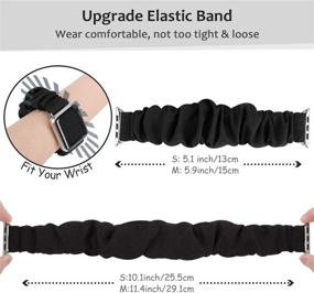 img 2 attached to 🌸 JIELIELE Scrunchie Apple Watch Band for Women, Cute Fabric Wristbands Straps Elastic Scrunchy Band - Compatible with iWatch Series 6 5 4 3 2 1 SE (S-38/40mm SET-BG)
