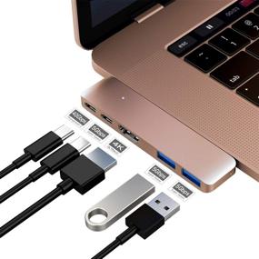 img 2 attached to 💻 Purgo Mini USB C Hub Adapter Dongle for MacBook Air M1 & MacBook Pro M1 - 4K HDMI, 100W PD, 40Gbps TB3, USB-C, USB 3.0 - Gold
