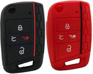 🔑 2-pack silicone key cover case for vw golf polo 2016-2017 - 4 buttons keyless entry remote key fob skin protector - protective key jacket in black and red logo