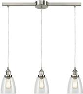 💡 eul industrial brushed nickel 3-light kitchen island pendant with clear glass – stylish lighting fixture for modern spaces logo