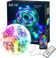 🌈 awow dreamcolor led strip lights 16.4ft waterproof 5050 leds color changing music sync strip lights with 3 ways control for room, kitchen, party логотип