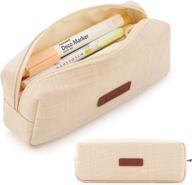 📚 angoobaby small pencil case: versatile student pouch for school and office-beige логотип