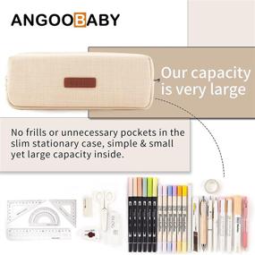 img 3 attached to 📚 ANGOOBABY Small Pencil Case: Versatile Student Pouch for School and Office-Beige