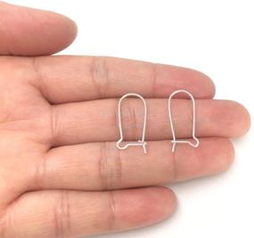 img 1 attached to Pack of 10 Genuine 925 Sterling Silver Kidney Earring Hooks with 20mm Ear Wire Connector, Wire Thickness 0.8mm / 20 Gauge / 0.032 inch - SS335