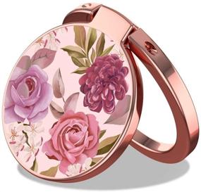 img 4 attached to MOSNOVO Blossom Floral Flowers Cell Phone Ring Holder - Rose Gold: 360° Rotation Finger Stand for Girls/Women, Metal Ring Grip with Car Mount Compatibility, Compatible with All Smartphones