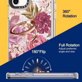 img 1 attached to MOSNOVO Blossom Floral Flowers Cell Phone Ring Holder - Rose Gold: 360° Rotation Finger Stand for Girls/Women, Metal Ring Grip with Car Mount Compatibility, Compatible with All Smartphones