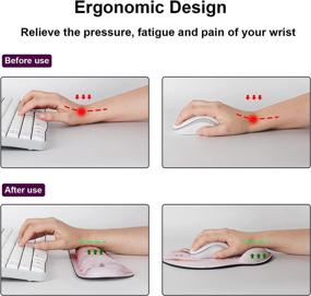 img 2 attached to Ergonomic Pink Marble Keyboard Wrist Rest and Mouse Pad Set, G JGOO Memory Foam Wrist Support with Non-Slip Base for Office, Gaming, Computer, Laptop - Pain Relief Design