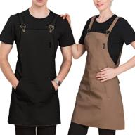 🍳 2-pack cross back apron with pockets for men and women - adjustable kitchen cooking bib apron - canvas apron for bbq, chef, baking, and painting логотип