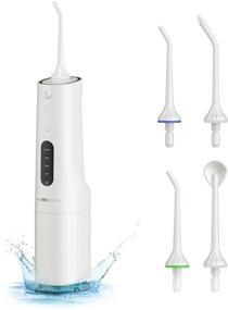 img 4 attached to 🦷 Portable Dental Water Flosser, 360ML Oral Irrigator for Teeth with 4 Modes, IPX7 Waterproof, 4 Multifunction Jet Tips – Ideal for Home and Travel Oral Hygiene Care