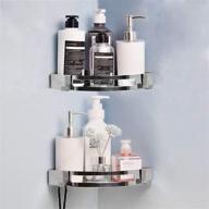 🚿 wall qmer corner shower shelf - stainless steel, heavy duty - 2 pack, 20lbs max weight - easy installation, nano-tech glue - no drilling, no wall damage - bathroom organizer logo