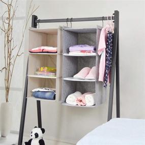 img 2 attached to 🛏️ DonYeco 3-Shelf Hanging Closet Organizer - Mountable & Collapsible Camper Closet Wardrobe Storage Shelves for Folded Clothes, Towels, Handbags, Shoes, and Accessories - Linen Cloth, Gray