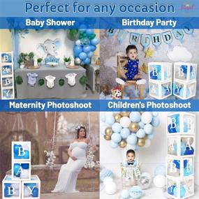 img 1 attached to Полный набор декораций для вечеринки в стиле "Baby Shower" для мальчика из 82 предметов - Развивайте свою креативность с помощью большого прозрачного шара-коробки с буквами BABY, бело-голубыми воздушными шариками - идеально для раскрытия пола, дня рождения и самостоятельного оформления.