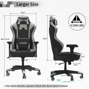 img 2 attached to YITAHOME Massage Gaming Chair for Big and Tall Individuals up to 350lbs - Heavy Duty Ergonomic High Back Office Computer Chair with Headrest, Lumbar Support - Racing Style, Black