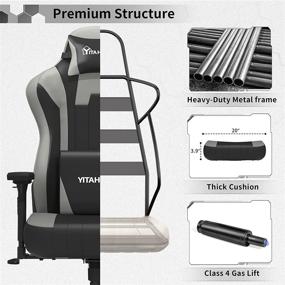 img 1 attached to YITAHOME Massage Gaming Chair for Big and Tall Individuals up to 350lbs - Heavy Duty Ergonomic High Back Office Computer Chair with Headrest, Lumbar Support - Racing Style, Black