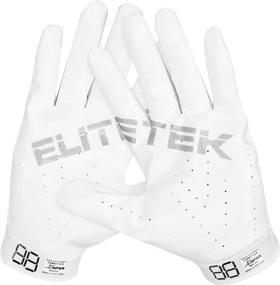 img 2 attached to 🏈 EliteTek RG-14 Super Tight Fitting Football Gloves: No Wrist Strap, Slip-On Design for Men