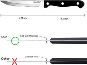 img 3 attached to 🔪 Набор из 6 ножей для стейка Deerithe, черные с эргономичной рукоятью, из нержавеющей стали с зубчатым лезвием, длиной 4,5 дюйма, идеально подходит для ресторанов, посуды, кухни, кемпинга, можно мыть в посудомоечной машине.