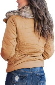 img 2 attached to 🧥 CILKOO Women's Winter Fashion Faux Fur Hooded Padded Quilted Coat - Slim Fit Zip Down Long Sleeve Jacket with Pockets (Size: US12-14, Khaki, Large)