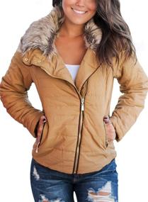 img 4 attached to 🧥 CILKOO Women's Winter Fashion Faux Fur Hooded Padded Quilted Coat - Slim Fit Zip Down Long Sleeve Jacket with Pockets (Size: US12-14, Khaki, Large)