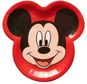 img 1 attached to 🐭 Mickey Mouse 'Red and White Stripes' Large Shaped Paper Plates - Set of 8 | Fun Disney Party Supplies