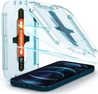 📱 защитное стекло spigen tempered glass для iphone 12 pro max [6,7 дюйма] [дружелюбное для чехла] - 2 штуки. логотип