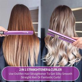 img 3 attached to Purple 2-in-1 Professional Hair Straightener and Curling Iron, Fast Heating with Adjustable Temperature for All Hair Types