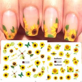 img 1 attached to 🌻 Floral Sunflower Nail Stickers: Water Decals for Beautiful Flower Nail Art - 12PCS