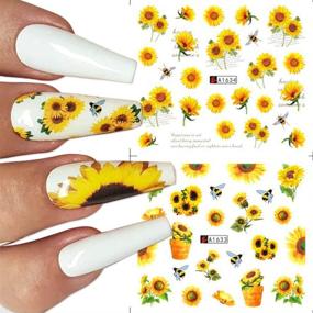 img 2 attached to 🌻 Floral Sunflower Nail Stickers: Water Decals for Beautiful Flower Nail Art - 12PCS