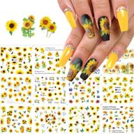 🌻 floral sunflower nail stickers: water decals for beautiful flower nail art - 12pcs logo