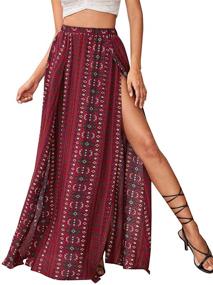 img 4 attached to Romwe Womens Tribal Skirts Burgundy