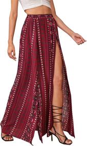 img 1 attached to Romwe Womens Tribal Skirts Burgundy