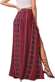 img 3 attached to Romwe Womens Tribal Skirts Burgundy