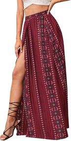 img 2 attached to Romwe Womens Tribal Skirts Burgundy